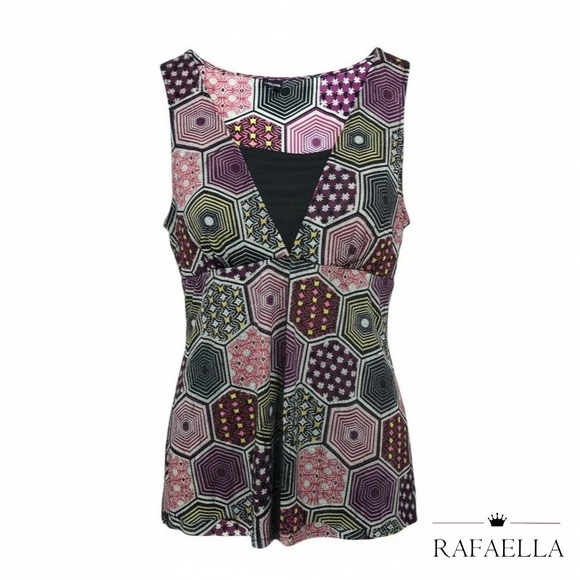 Rafaella Tops - Rafaella women's sleeveless top geometric hexagon pattern NWT Large